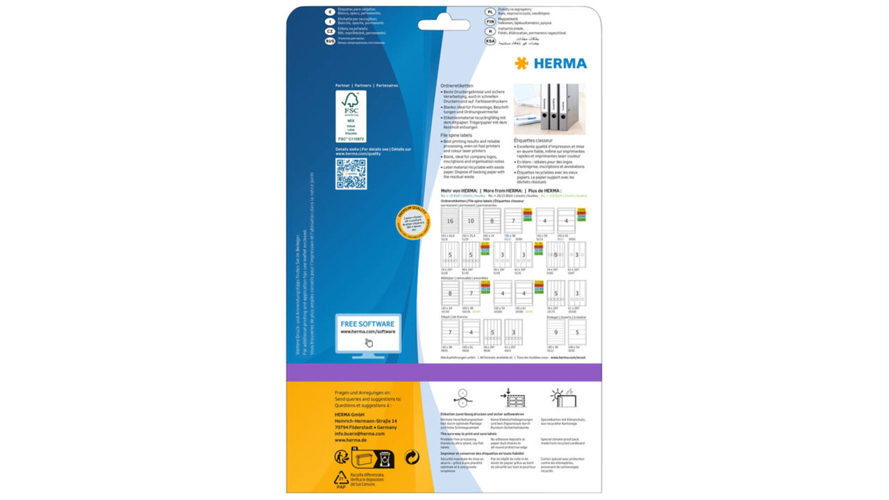 Rugetiket HERMA 5123 192x59mm zelfklevend wit 100 etiketten