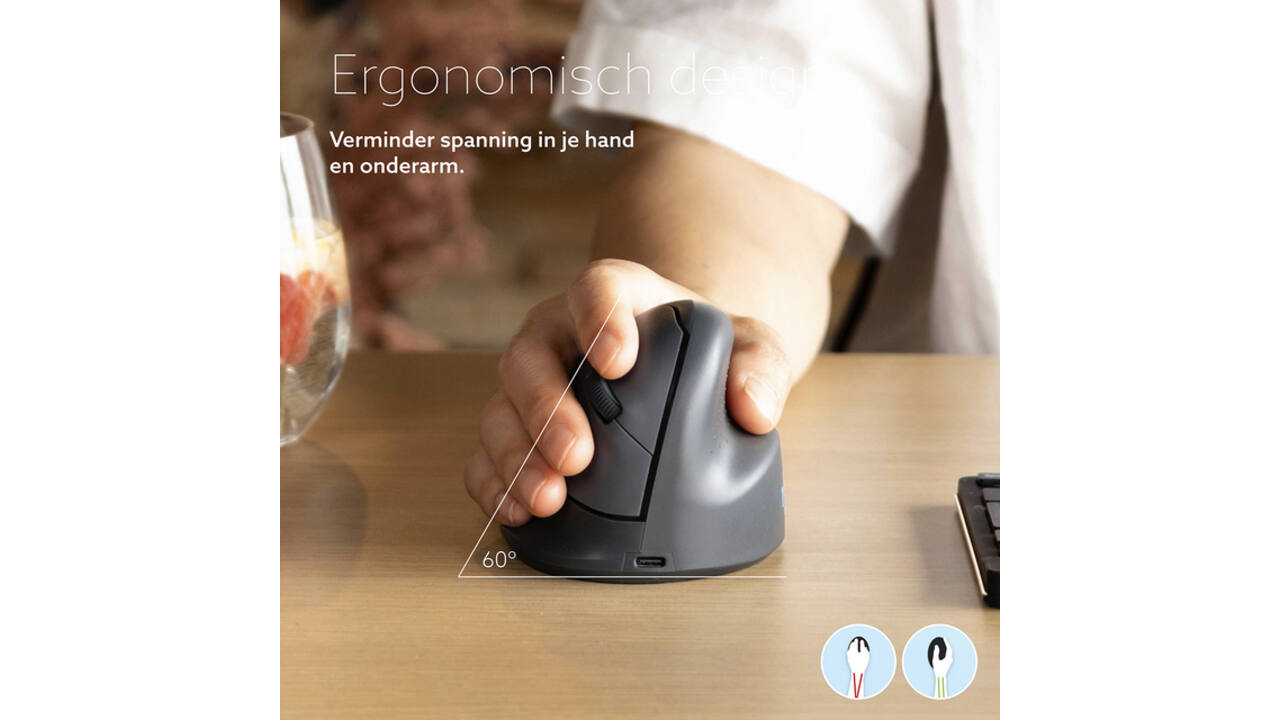 Muis R-Go Ergonomisch HE Basic Wireless Rechts M