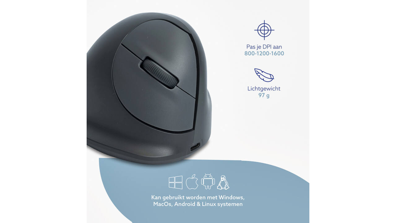 Muis R-Go Ergonomisch HE Basic Wireless Rechts M