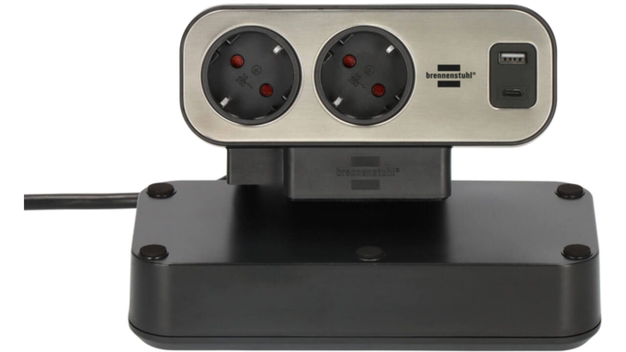 Stekkerdoos Brennenstuhl bureau Estilo 10vdig incl 1 USB C, 1 USB A, 2m zi/zw