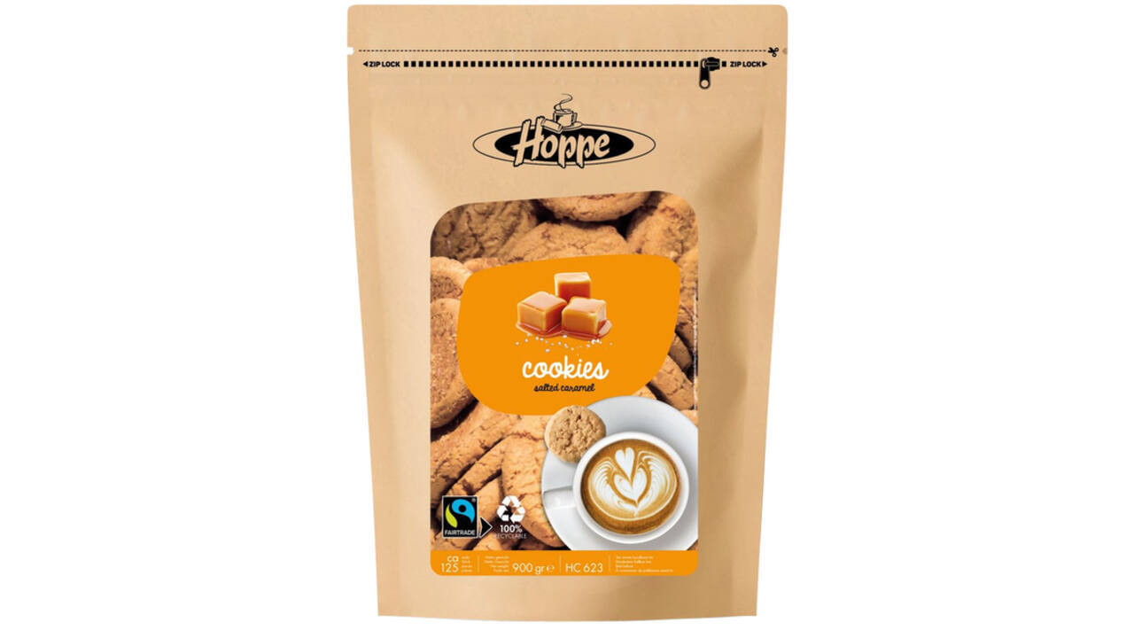 Koekjes Hoppe Cookies fairtrade caramel zeezout circa 125stuks