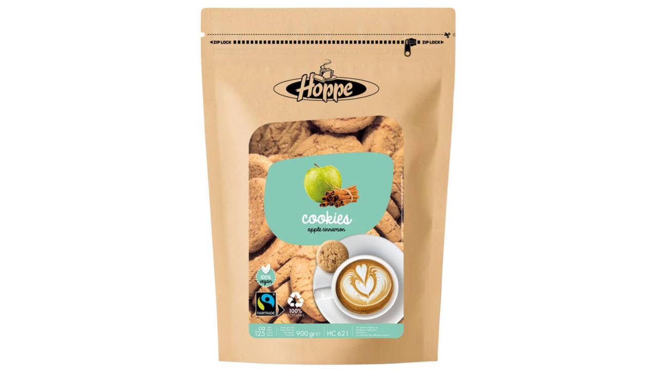 Koekjes Hoppe Cookies fairtrade appel kaneel circa 125stuks