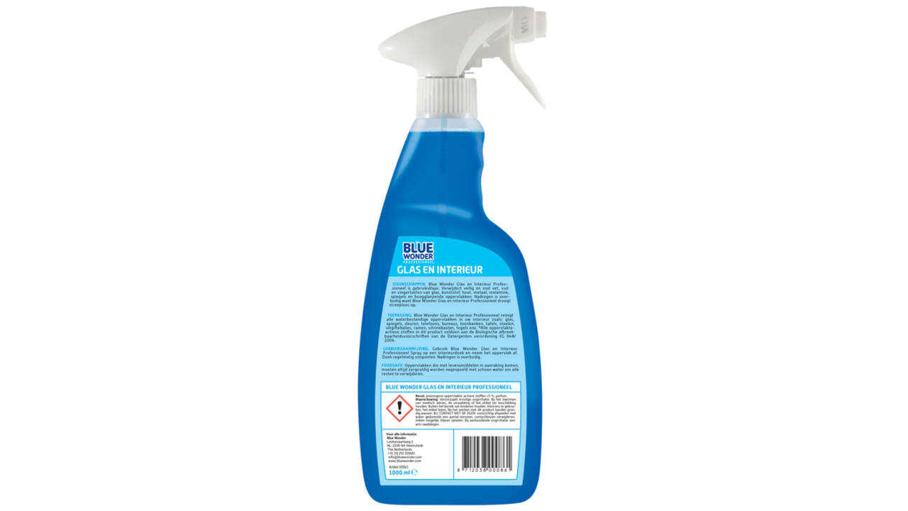 Glasreiniger Blue Wonder Prof glas en interieur spray 1liter
