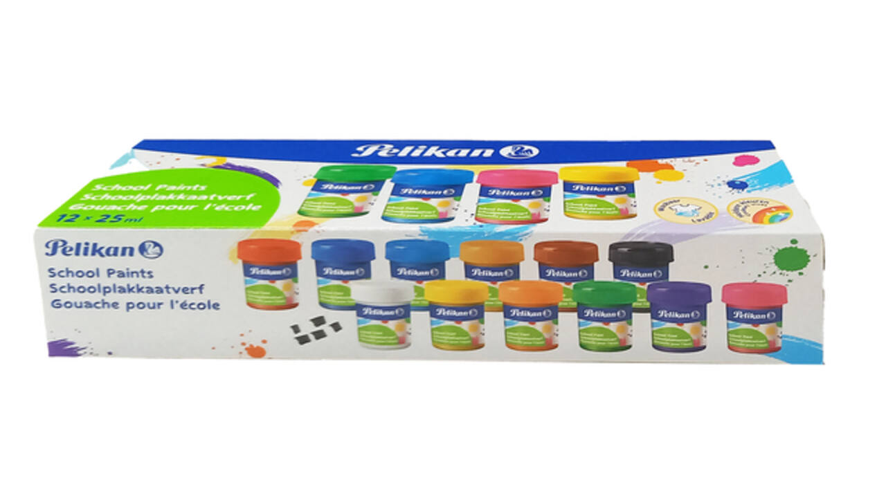 Plakkaatverf Pelikan 20ml assorti doos à 12 potjes