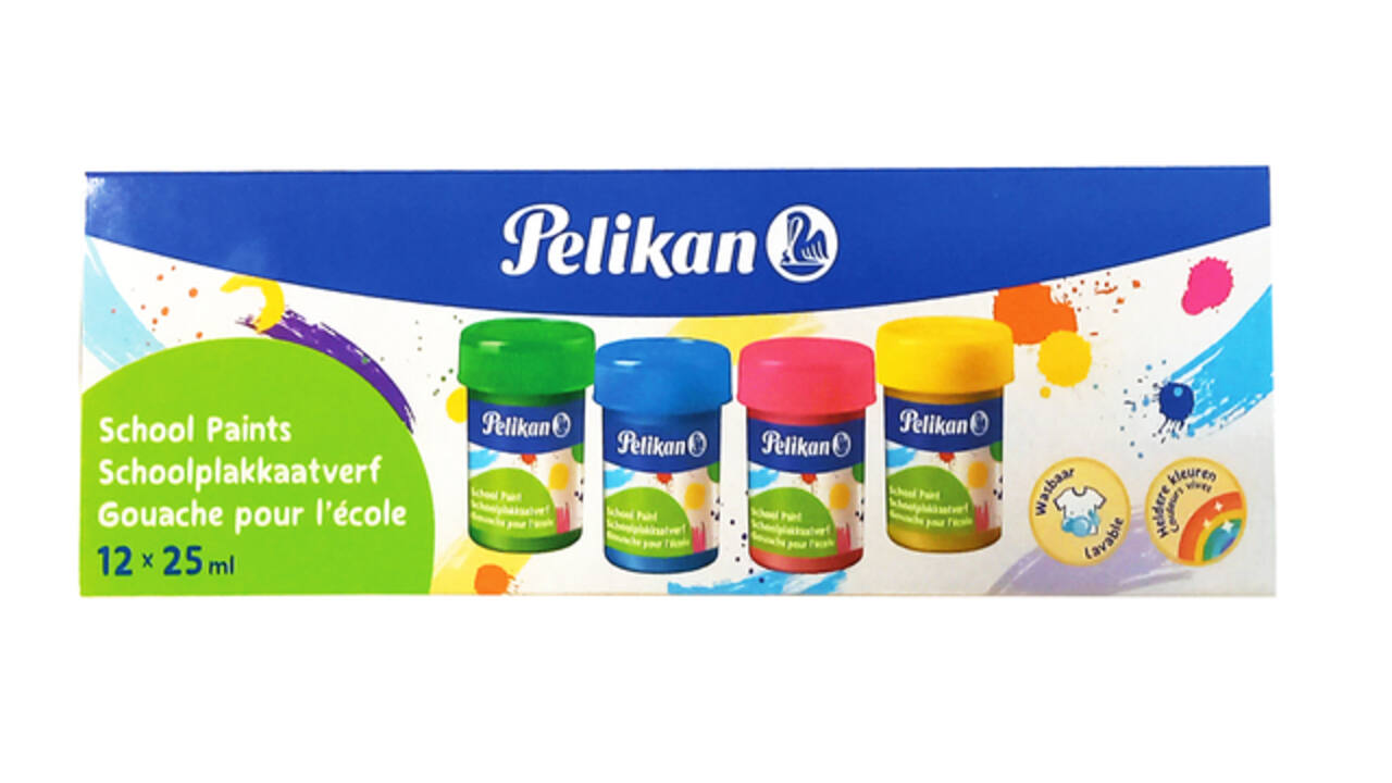 Plakkaatverf Pelikan 20ml assorti doos à 12 potjes