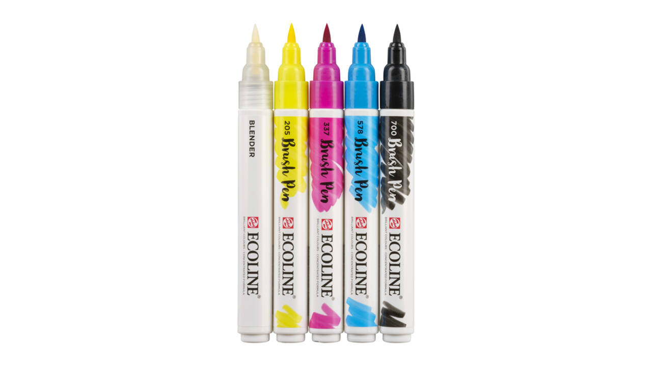 Brushpen Talens Ecoline set à 5 stuks primair