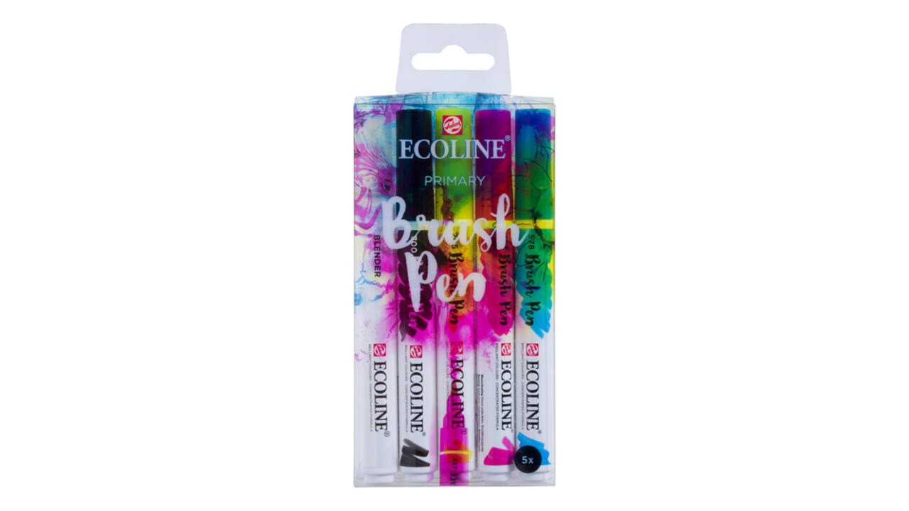 Brushpen Talens Ecoline set à 5 stuks primair