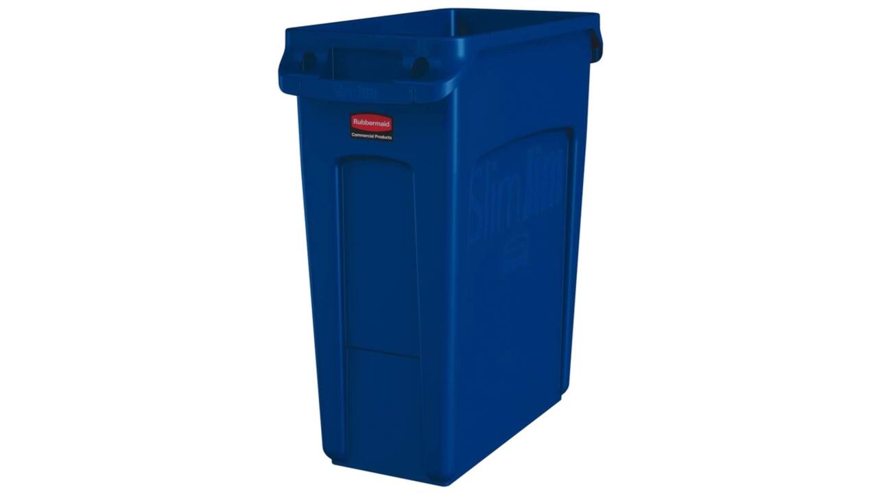 Afvalbak Rubbermaid Slim Jim Vented met luchtsleuven 60 liter blauw