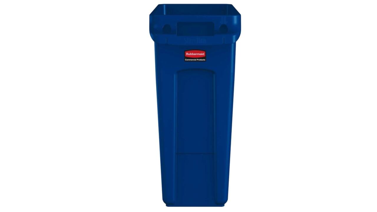 Afvalbak Rubbermaid Slim Jim Vented met luchtsleuven 60 liter blauw