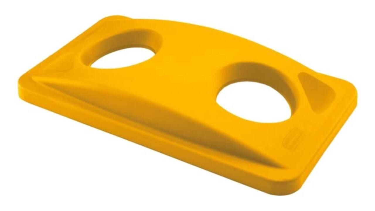 Deksel Rubbermaid Slim Jim Vented inwerpopening voor flesjes en blikjes geel