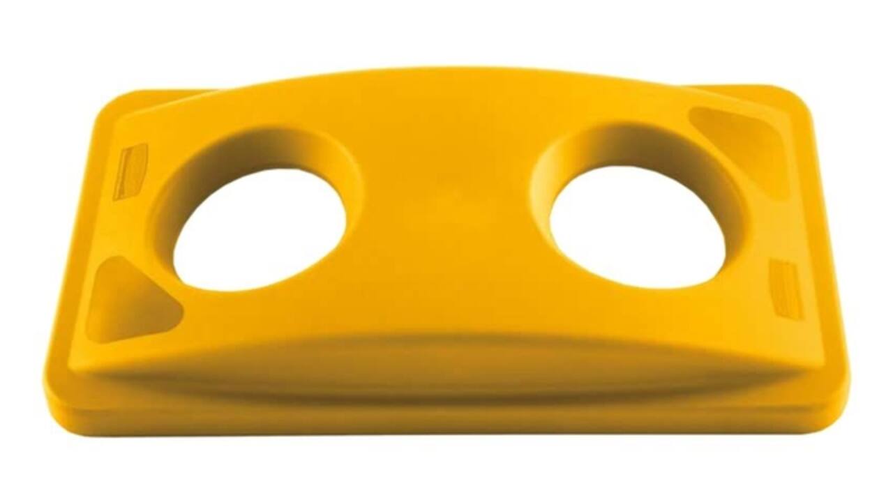 Deksel Rubbermaid Slim Jim Vented inwerpopening voor flesjes en blikjes geel