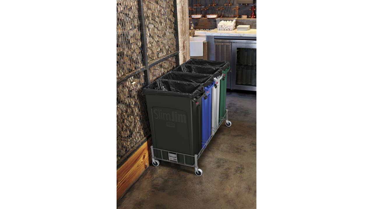 Afvalbak Rubbermaid Slim Jim Vented met luchtsleuven 60 liter zwart