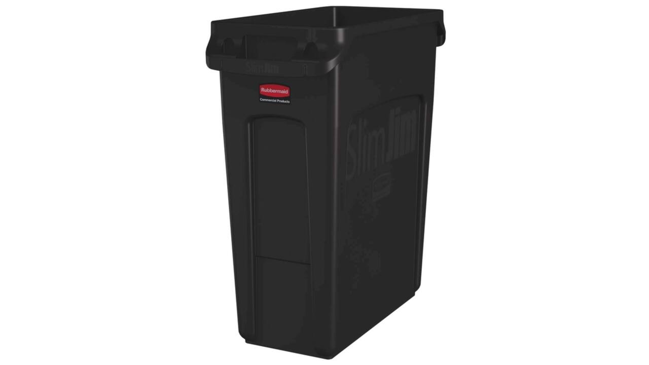 Afvalbak Rubbermaid Slim Jim Vented met luchtsleuven 60 liter bruin