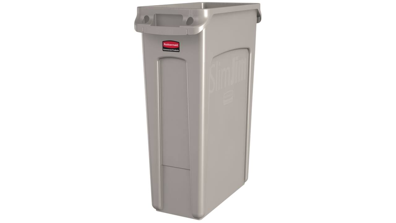 Afvalbak Rubbermaid Slim Jim Vented met luchtsleuven 87 liter beige