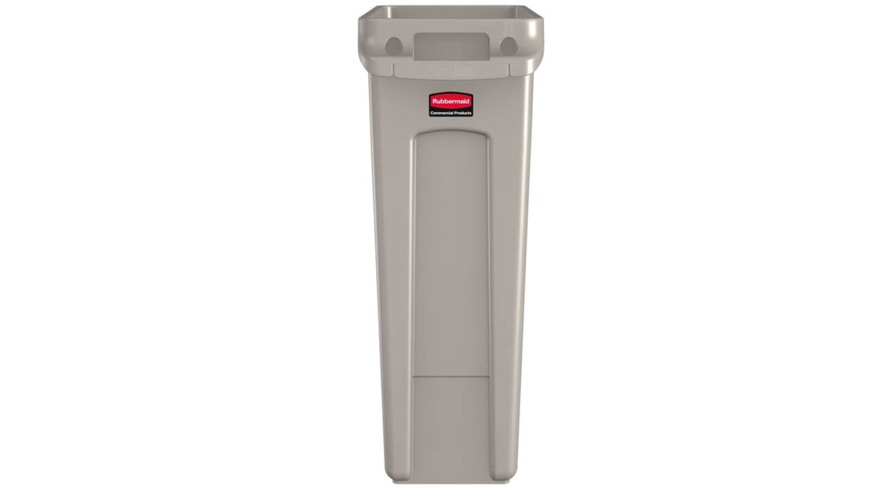 Afvalbak Rubbermaid Slim Jim Vented met luchtsleuven 87 liter beige