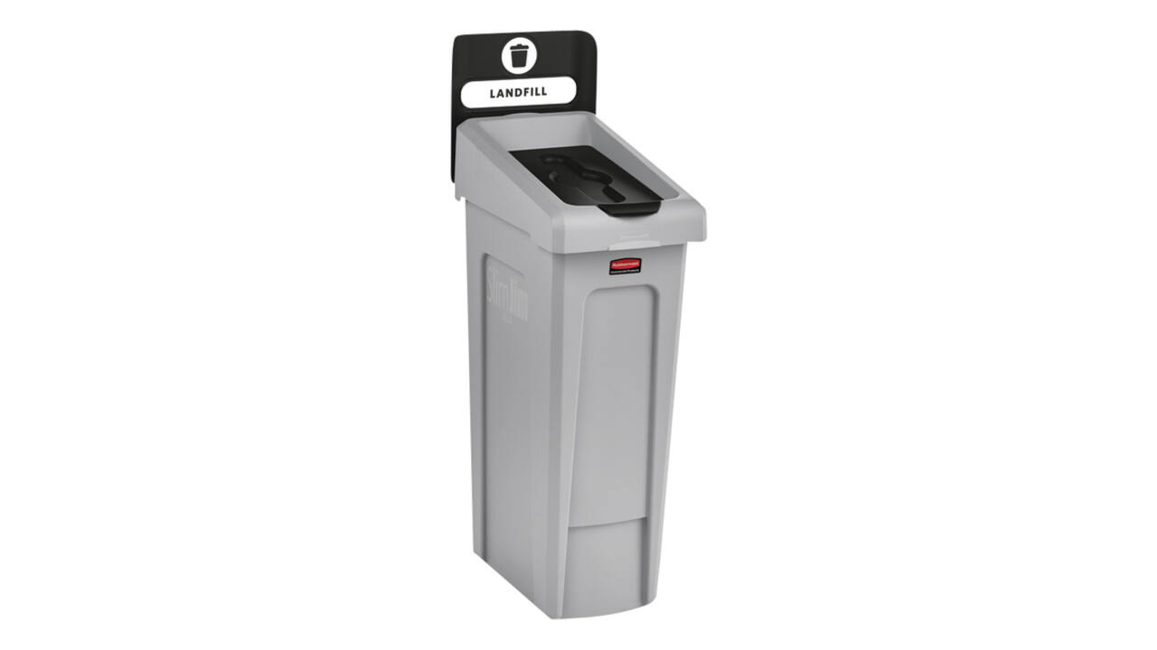 Deksel Rubbermaid Slim Jim Recyclestation gesloten zwart