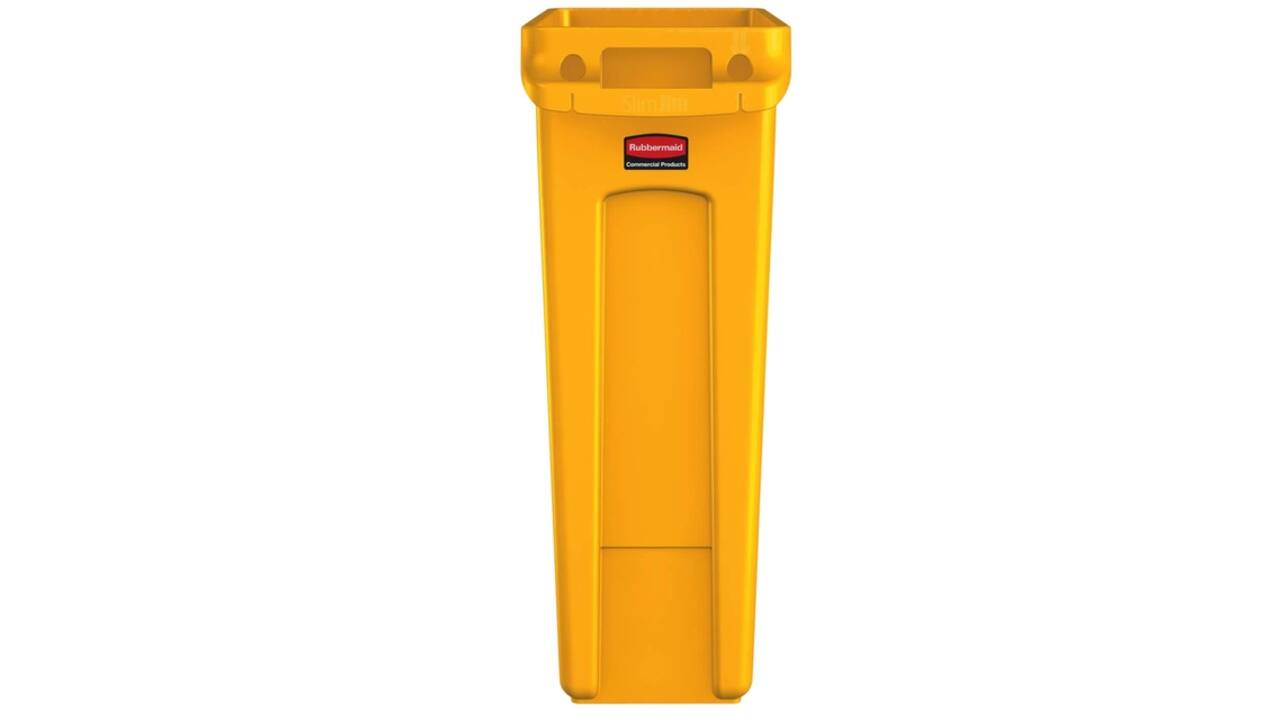 Afvalbak Rubbermaid Slim Jim Vented met luchtsleuven 87 liter geel