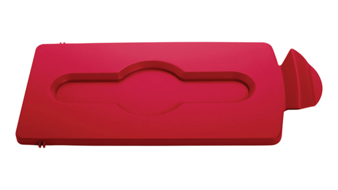 Deksel Rubbermaid Slim Jim Recyclestation gesloten rood
