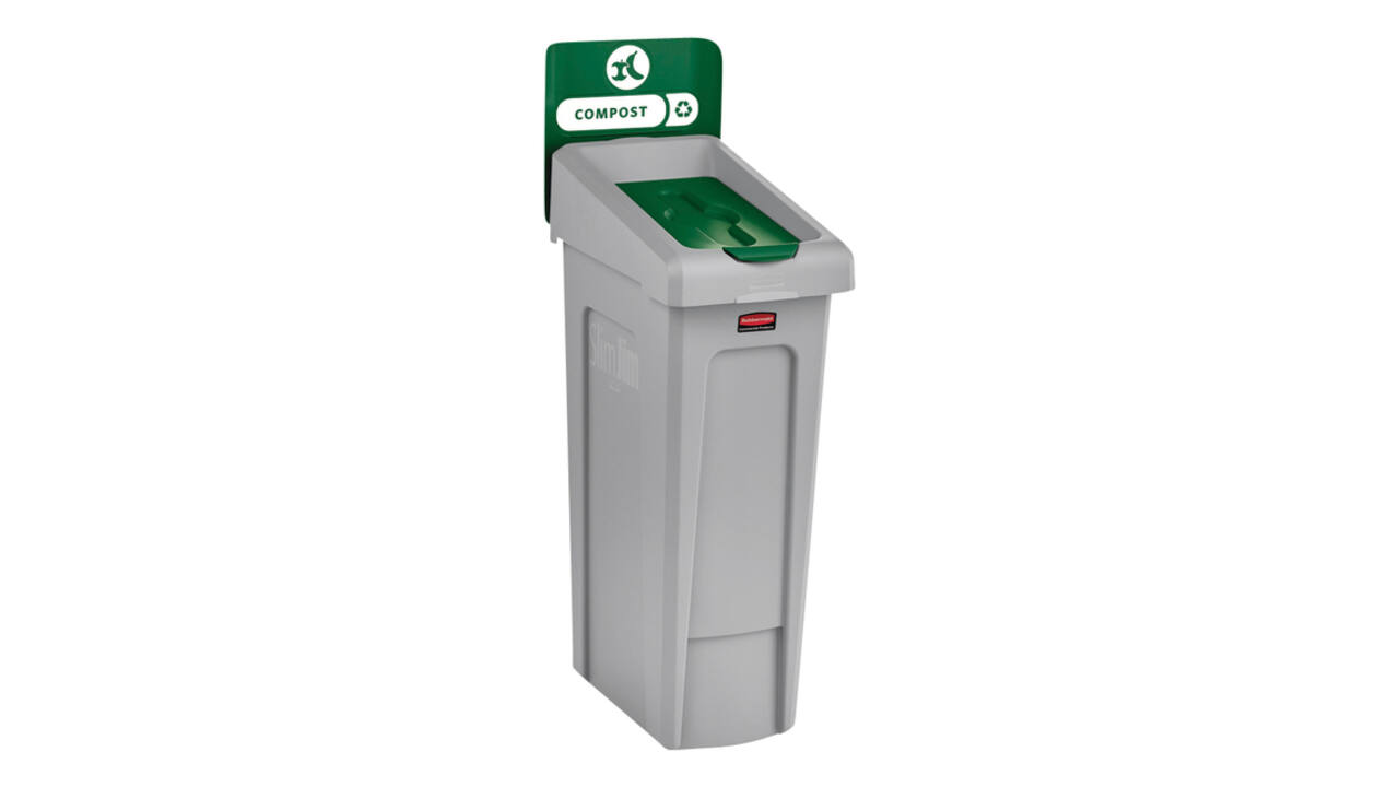 Deksel Rubbermaid Slim Jim Recyclestation gesloten groen