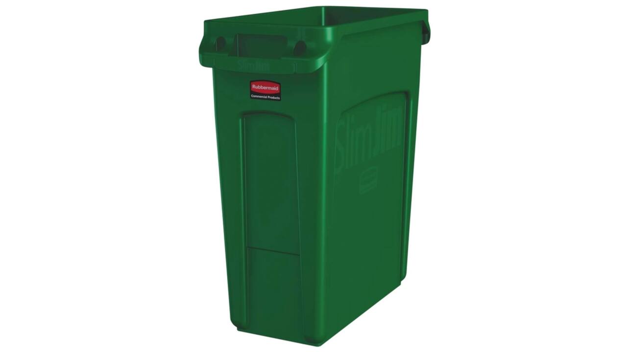 Afvalbak Rubbermaid Slim Jim Vented met luchtsleuven 60 liter groen