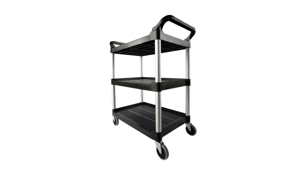 Serveerwagen Rubbermaid met 10cm zwenkwielen zwart