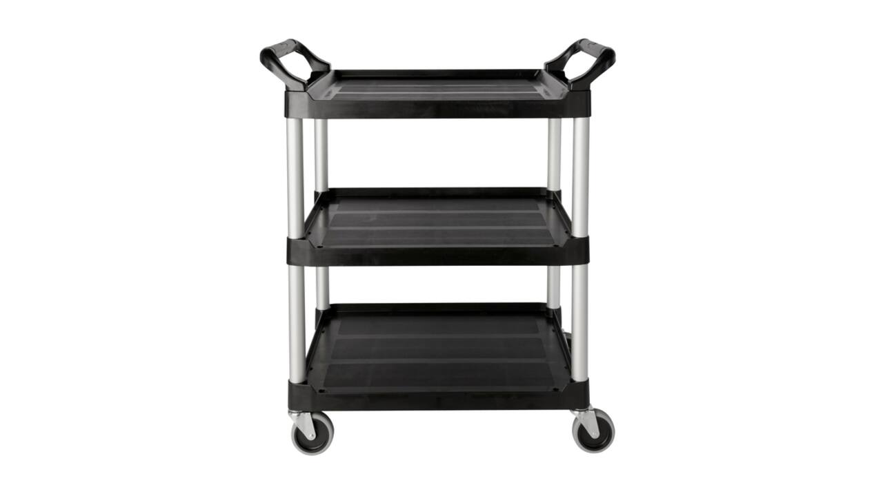 Serveerwagen Rubbermaid met 10cm zwenkwielen zwart