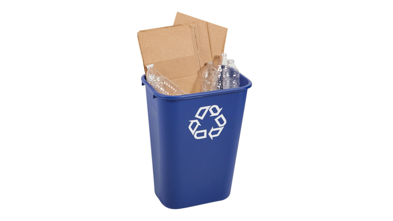 Papierbak Rubbermaid recycling groot 39L blauw
