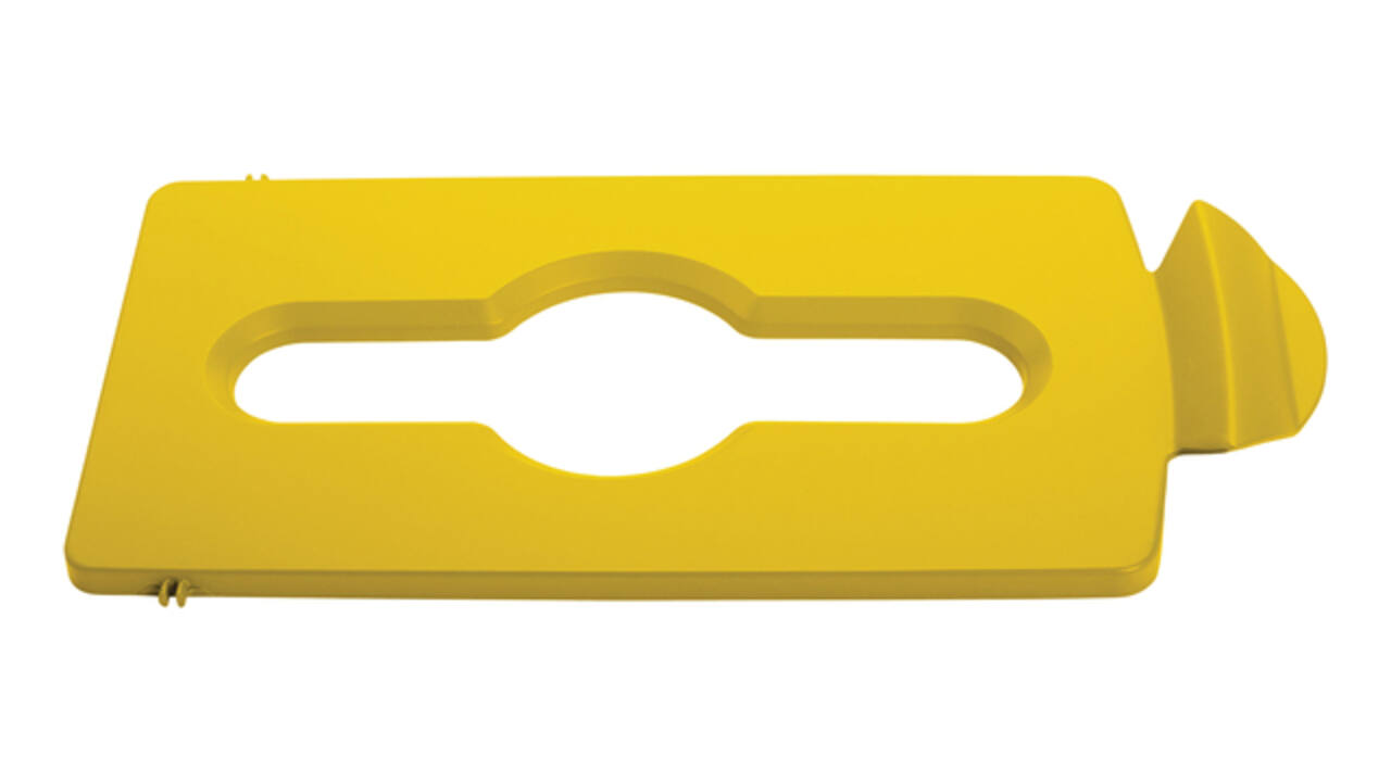 Deksel Rubbermaid Slim Jim Recyclestation inwerpopening voor gemengde recycling geel