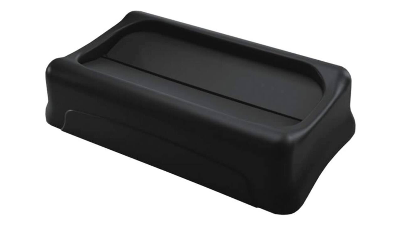 Deksel Rubbermaid Slim Jim Vented gesloten met swingsysteem zwart