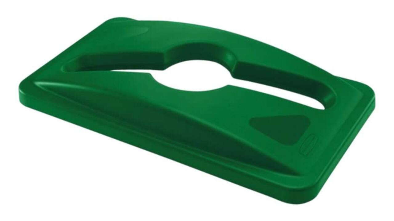 Deksel Rubbermaid Slim Jim Vented inwerpopening voor gemengde recycling groen