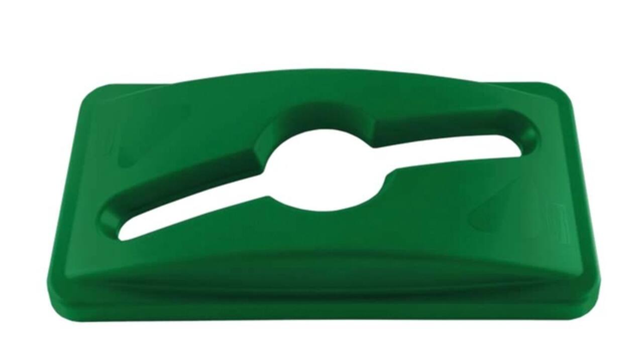 Deksel Rubbermaid Slim Jim Vented inwerpopening voor gemengde recycling groen