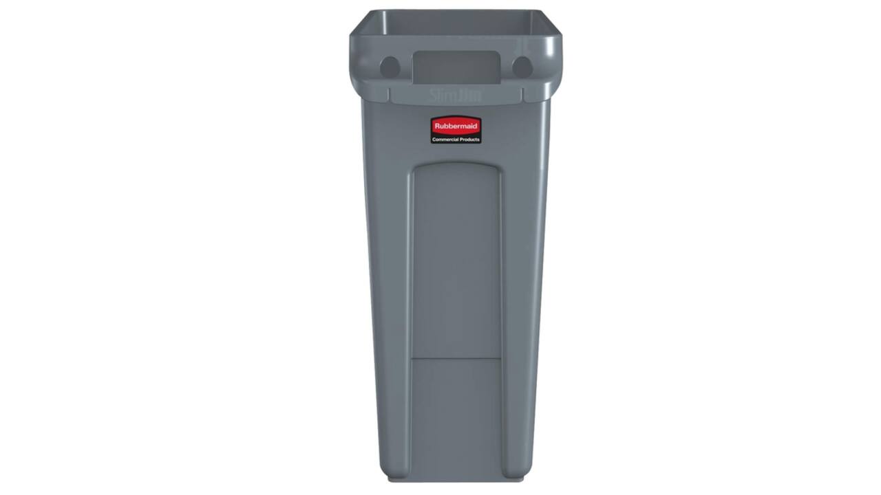 Afvalbak Rubbermaid Slim Jim Vented met luchtsleuven 60liter grijs