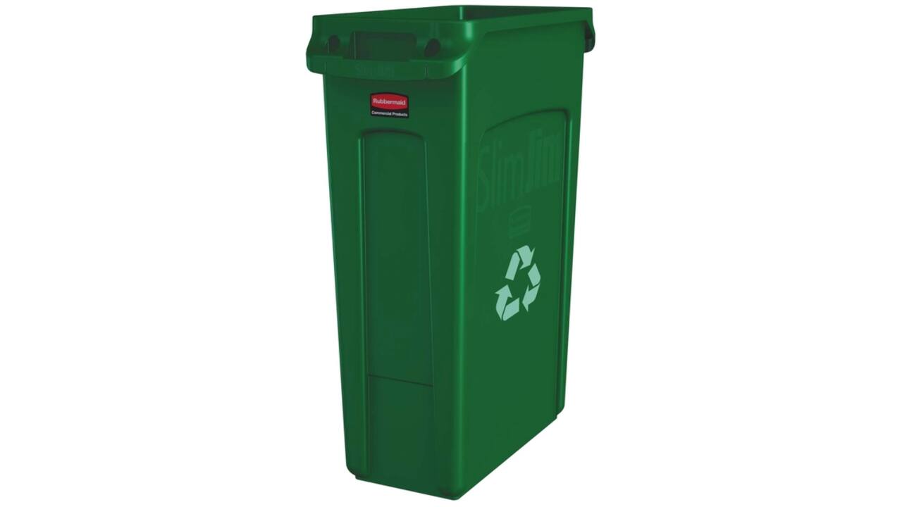 Afvalbak Rubbermaid Slim Jim Vented met luchtsleuven 87 liter groen