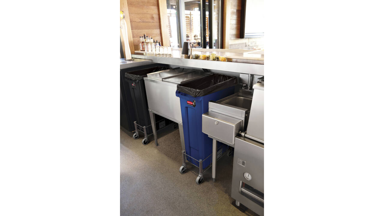 Afvalbak Rubbermaid Slim Jim Vented met luchtsleuven 87 liter blauw