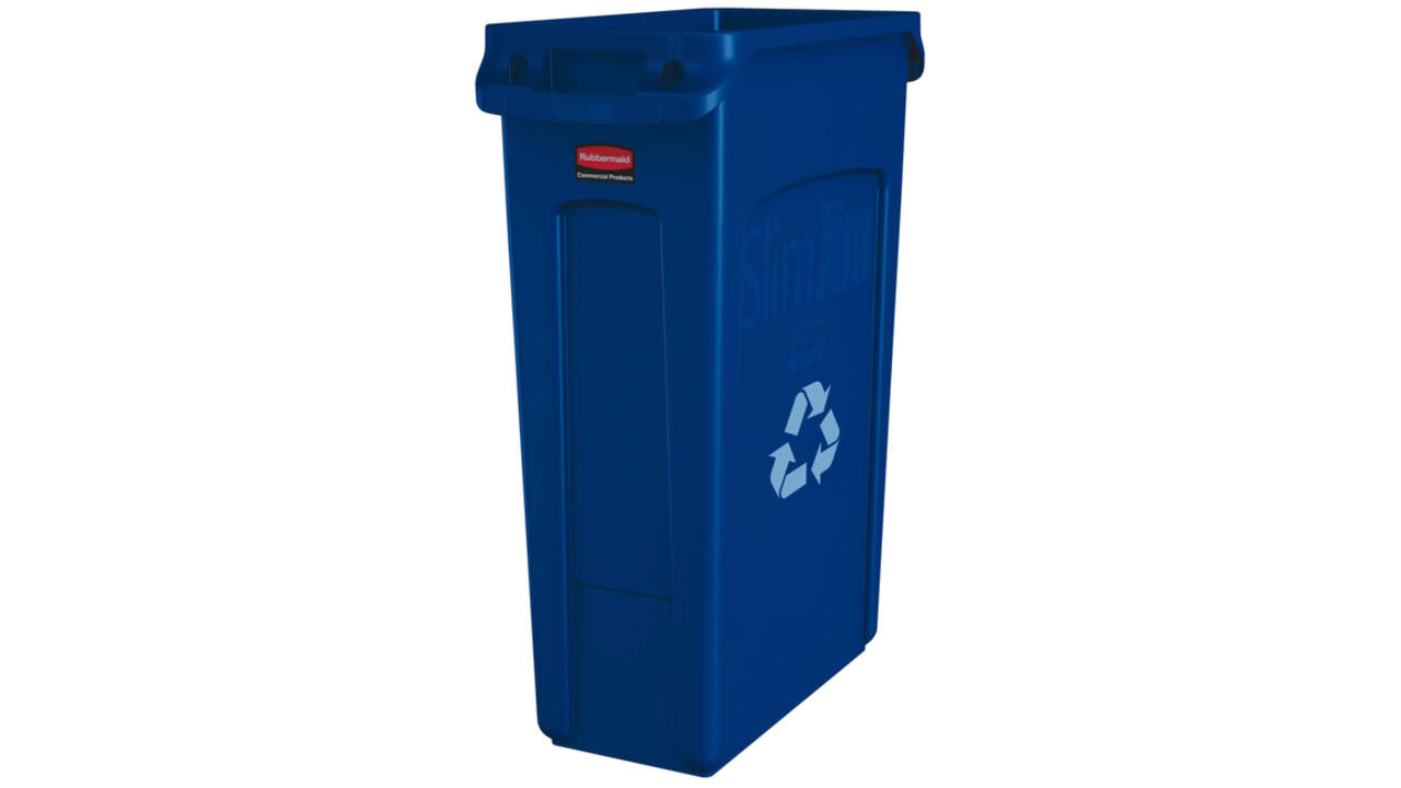 Afvalbak Rubbermaid Slim Jim Vented met luchtsleuven 87 liter blauw