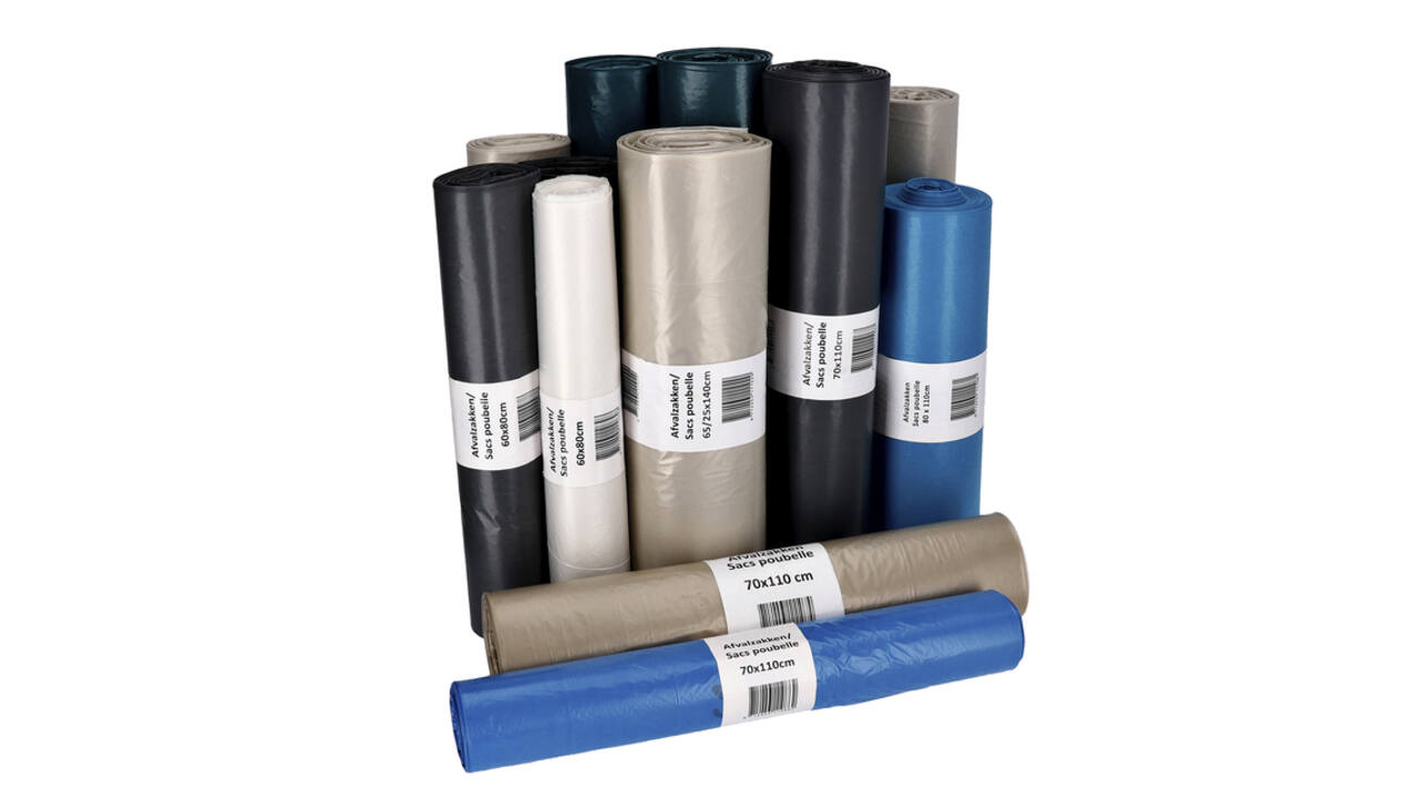 Afvalzak Cleaninq 70x110cm HDPE recycled T25 120L transparant rol à 20 stuks