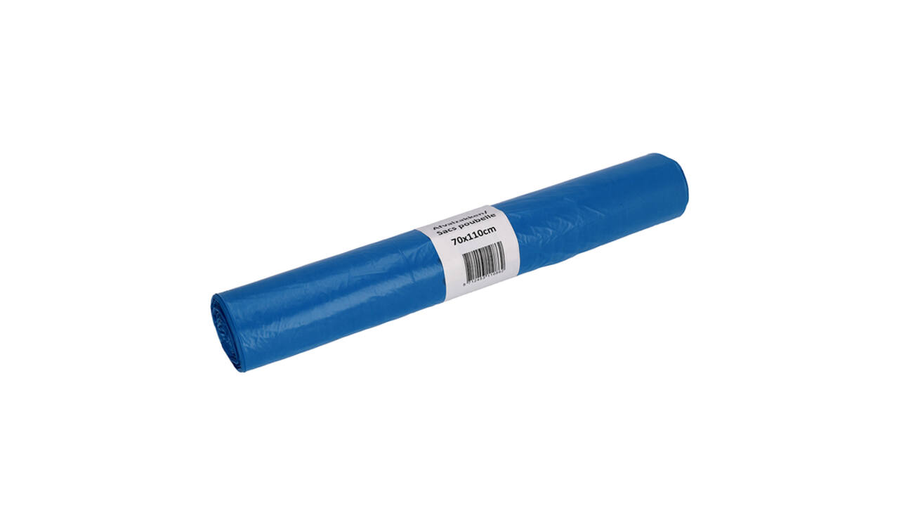 Afvalzak Cleaninq 70x110cm HDPE recycled T25 120L blauw rol à 20 stuks
