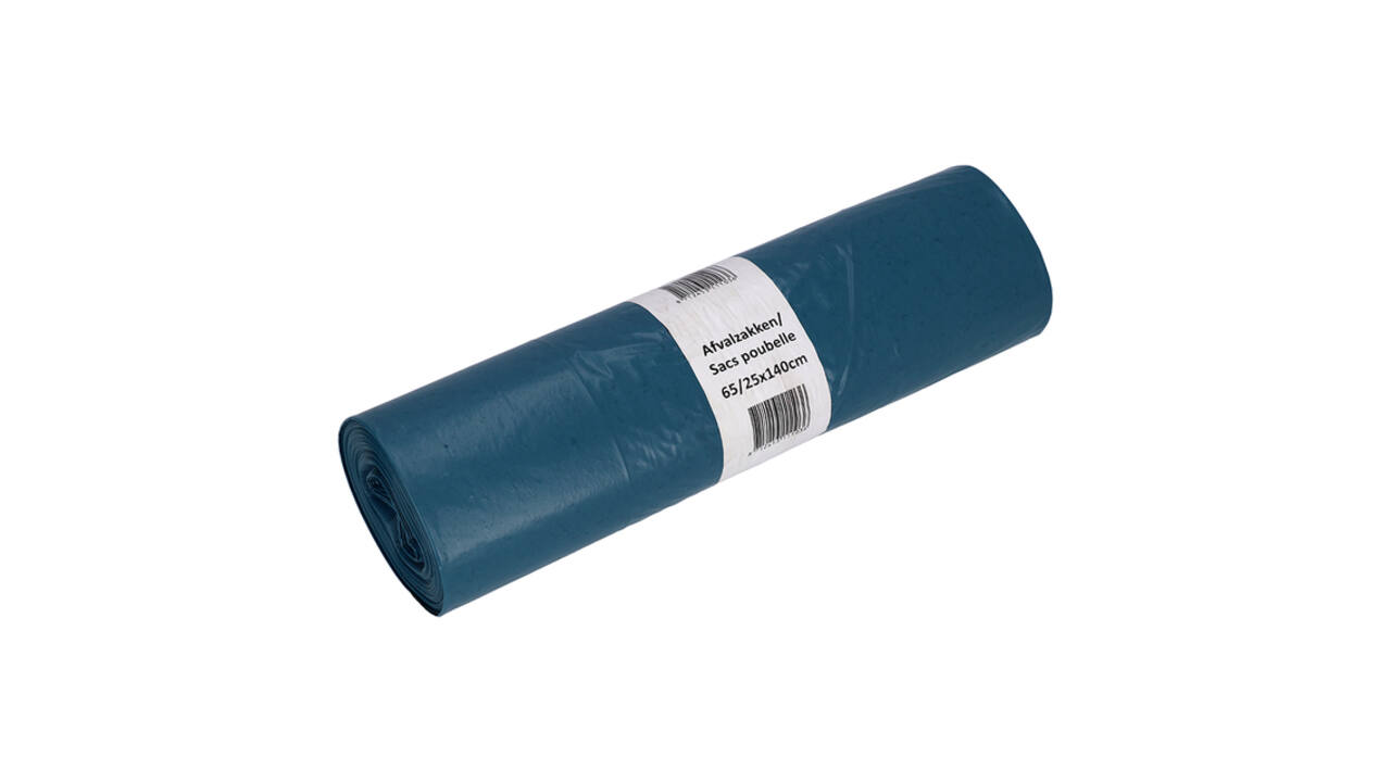 Afvalzak Cleaninq 65/25x140cm LDPE recycled T70 240L blauw rol à 10 stuks