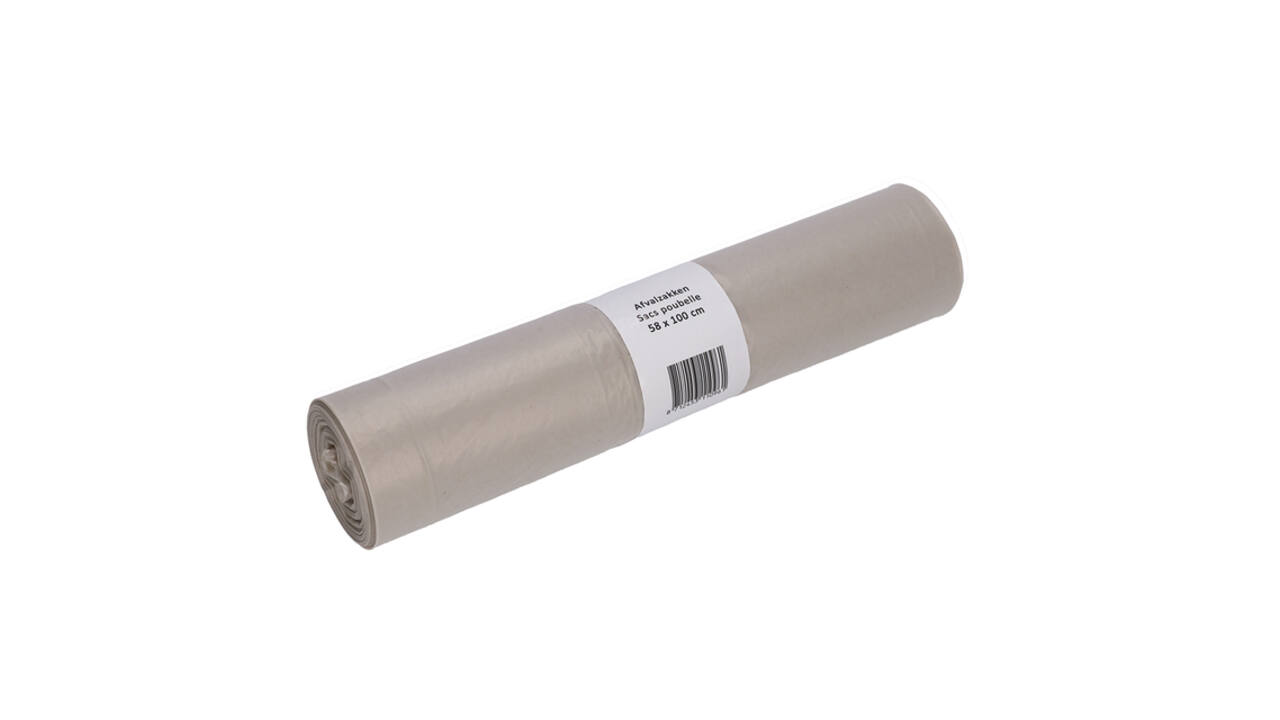 Afvalzak Cleaninq 58x100cm LDPE recycled T50 80L transparant rol à 25 stuks