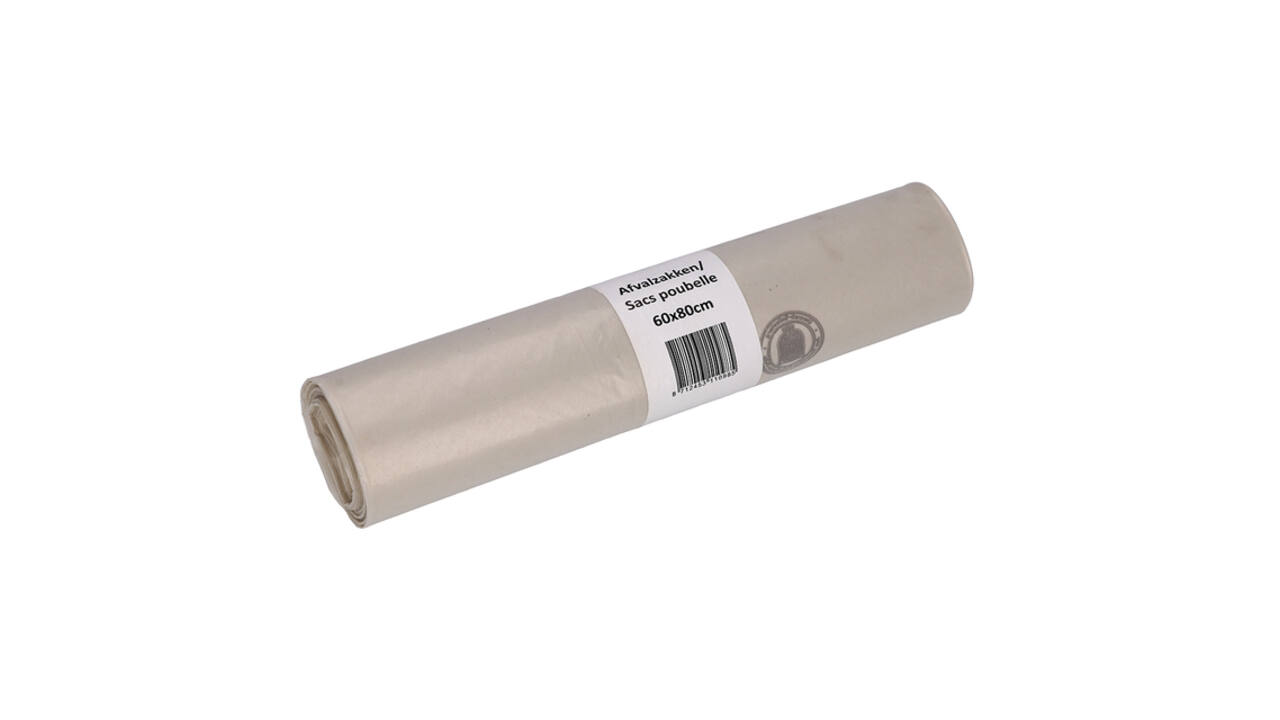 Afvalzak Cleaninq 60x80cm LDPE recycled T50 60L transparant rol à 20 stuks