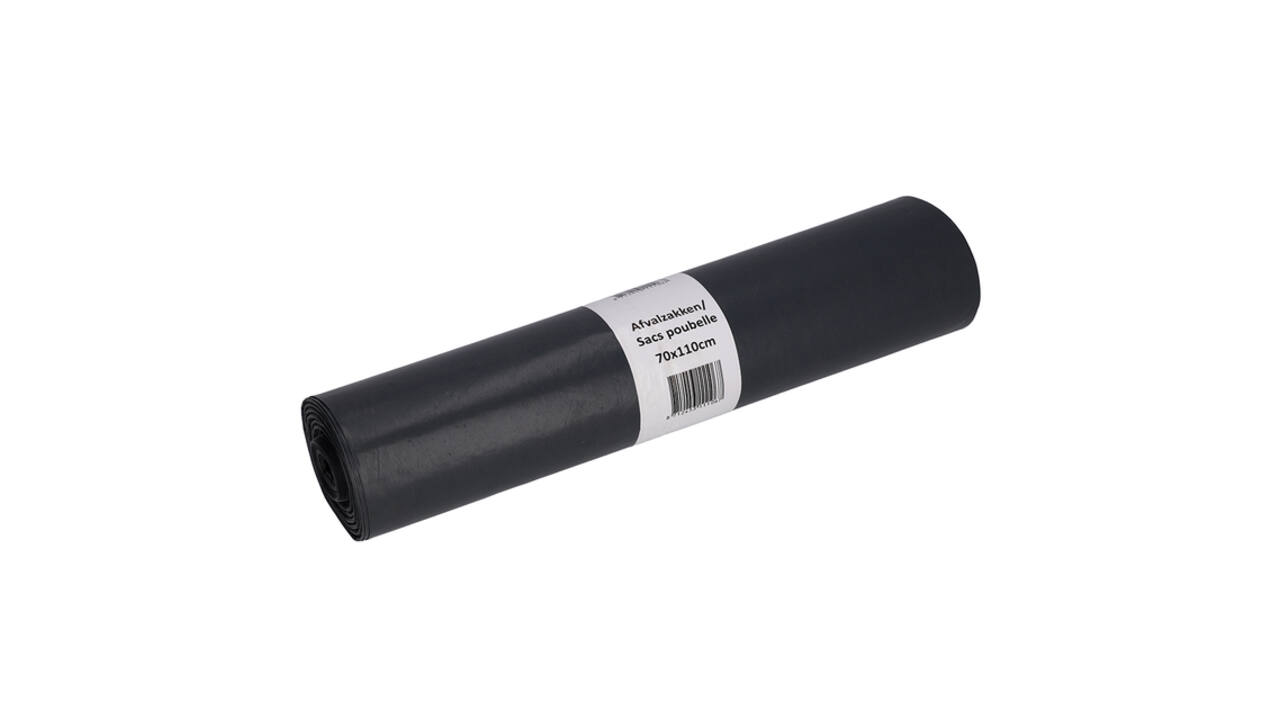 Afvalzak Cleaninq 70x110cm LDPE recycled T70 120L grijs rol à 20 stuks