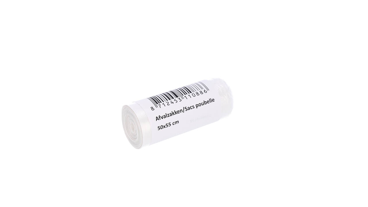 Afvalzak Cleaninq 50x55cm HDPE T15 25L transparant rol à 50 stuks
