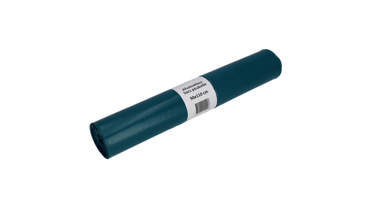 Afvalzak Cleaninq 90x110cm LDPE recycled T60 160L blauw rol à 20 stuks