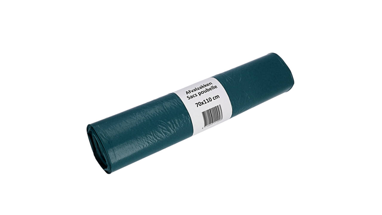 Afvalzak Cleaninq 70x110cm LDPE recycled T50 120L blauw rol à 20 stuks