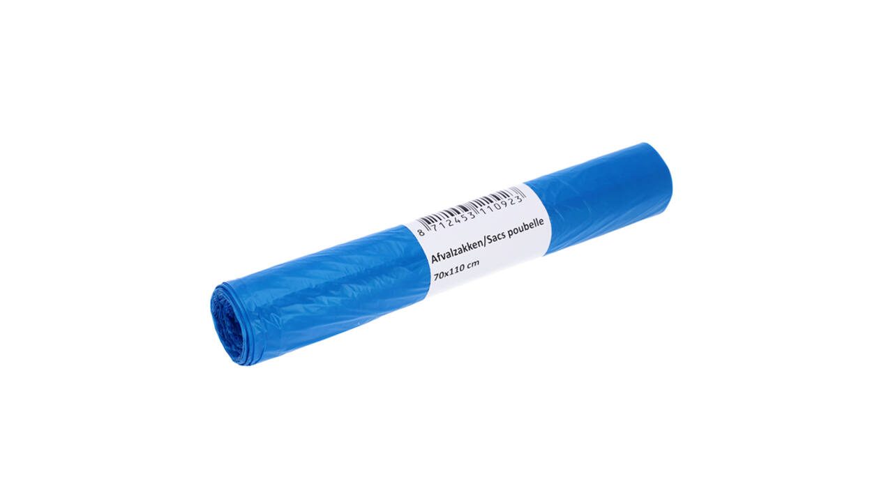 Afvalzak Cleaninq 70x110cm HDPE T25 120L blauw rol à 20 stuks