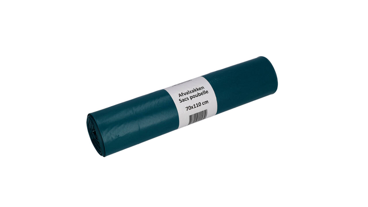 Afvalzak Cleaninq 70x110cm LDPE recycled T70 120L blauw rol à 20 stuks