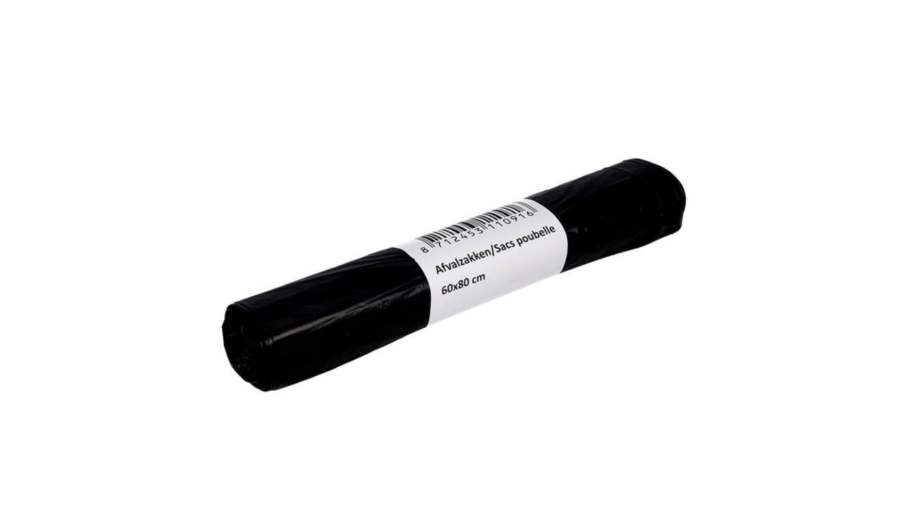 Afvalzak Cleaninq 60x80cm HDPE T23 60L zwart rol à 20 stuks