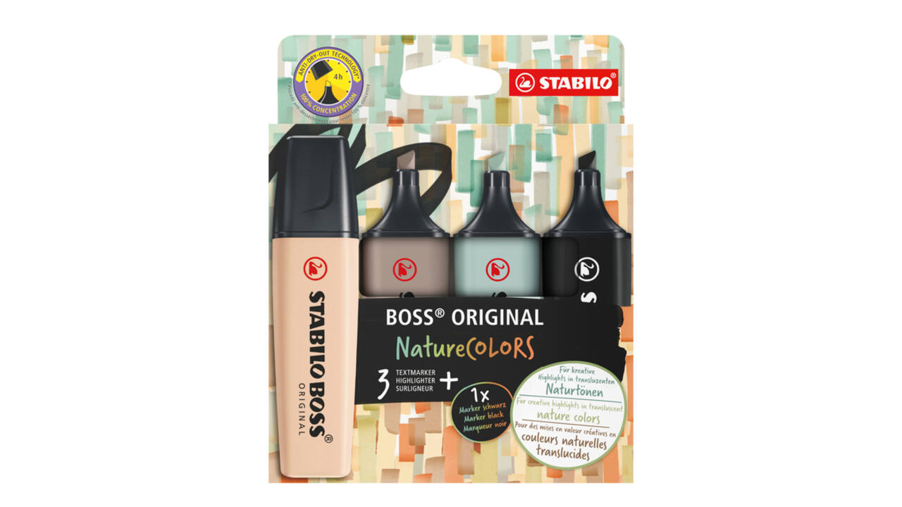 Markeerstift STABILO Boss 70/4 nature colors etui à 4 stuks