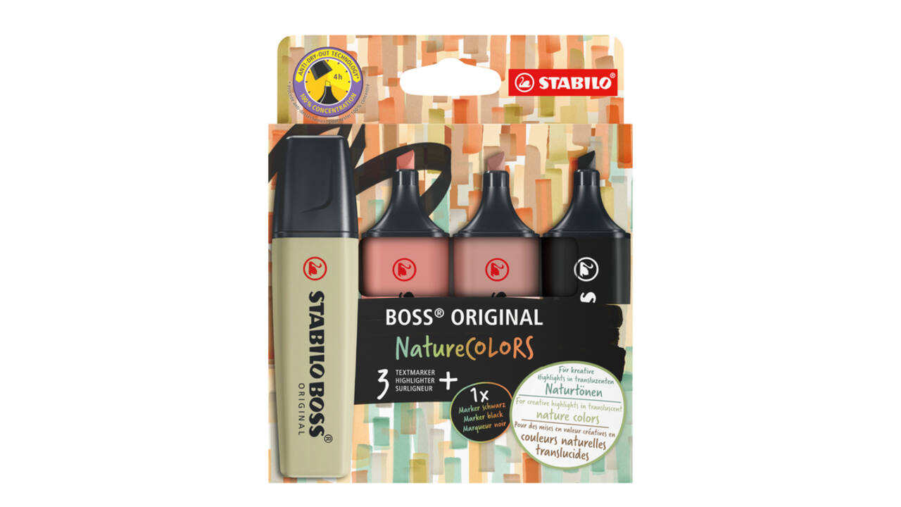 Markeerstift STABILO Boss 70/4 nature colors etui à 4 stuks