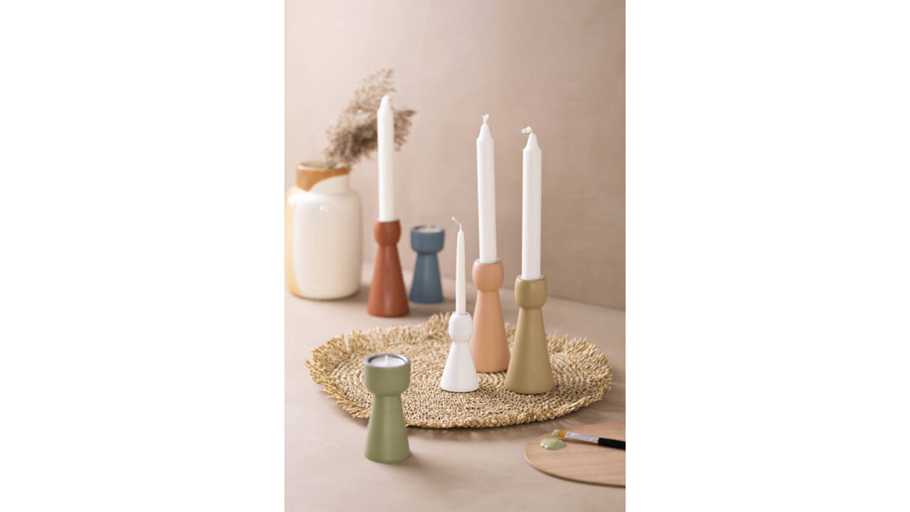 Kandelaar Creativ Company hout conisch 14.5cm
